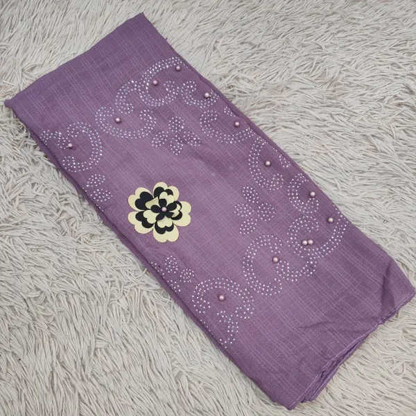 Crinkled Silk Chiffon Hijab with stone work | HJ25